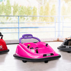 12V Kids Bumper Car Twins Motor with Parent Remote Control, Safety Belt, Lights, 360° Rotation, Pink
