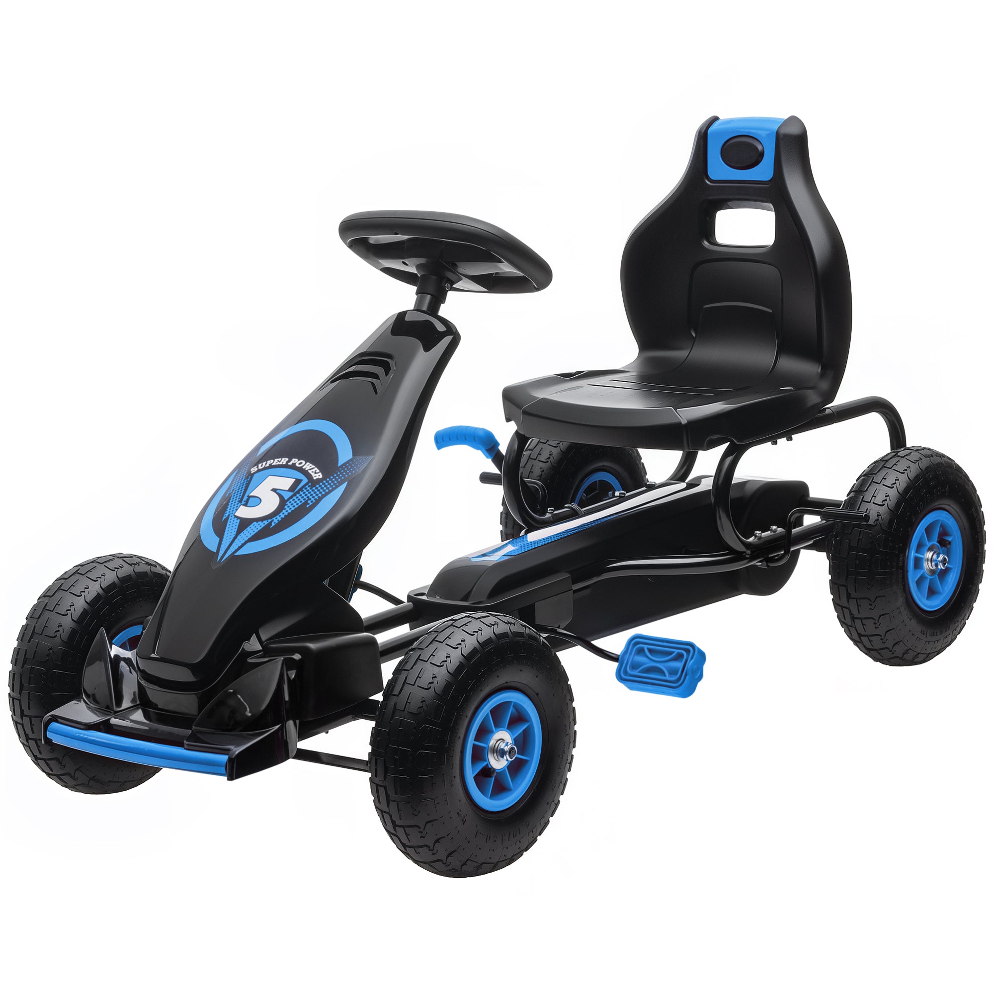 Kids Pedal Go Kart Ride-on Toy with Ergonomic Comfort, Pedal Car with Tough, Wear-Resistant Tread, Go Cart Kids Car for Boys & Girls with Suspension System, Safety Hand Brake, Ages 5-12, Blue