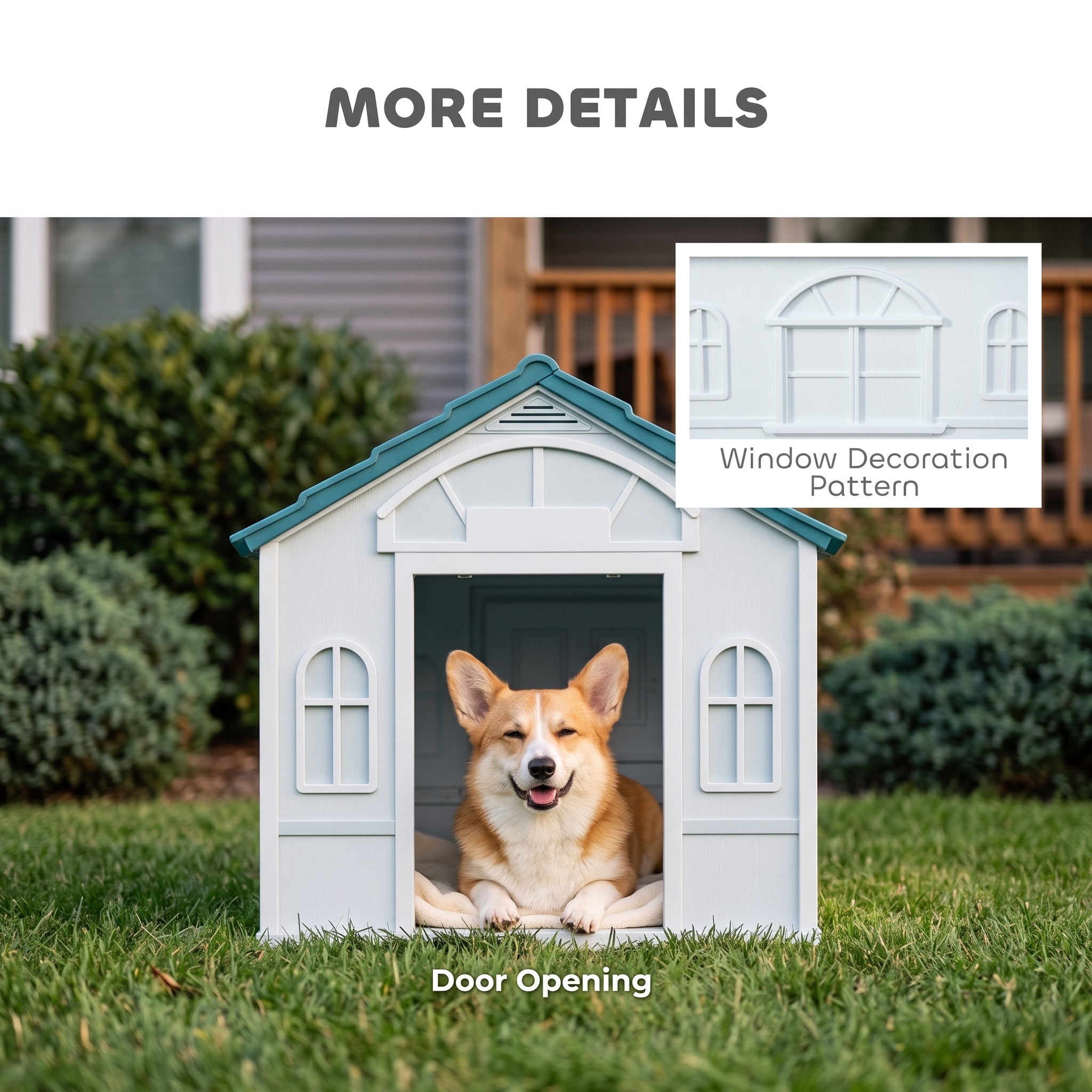 Plastic Dog House for Medium and Small Dogs, Water Resistant Puppy Shelter Indoor Outdoor with Door, Easy to Assemble, Blue