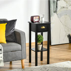 2-Tier Side Table with Drawer Shelf, End Table for Living Room Hallway, Black