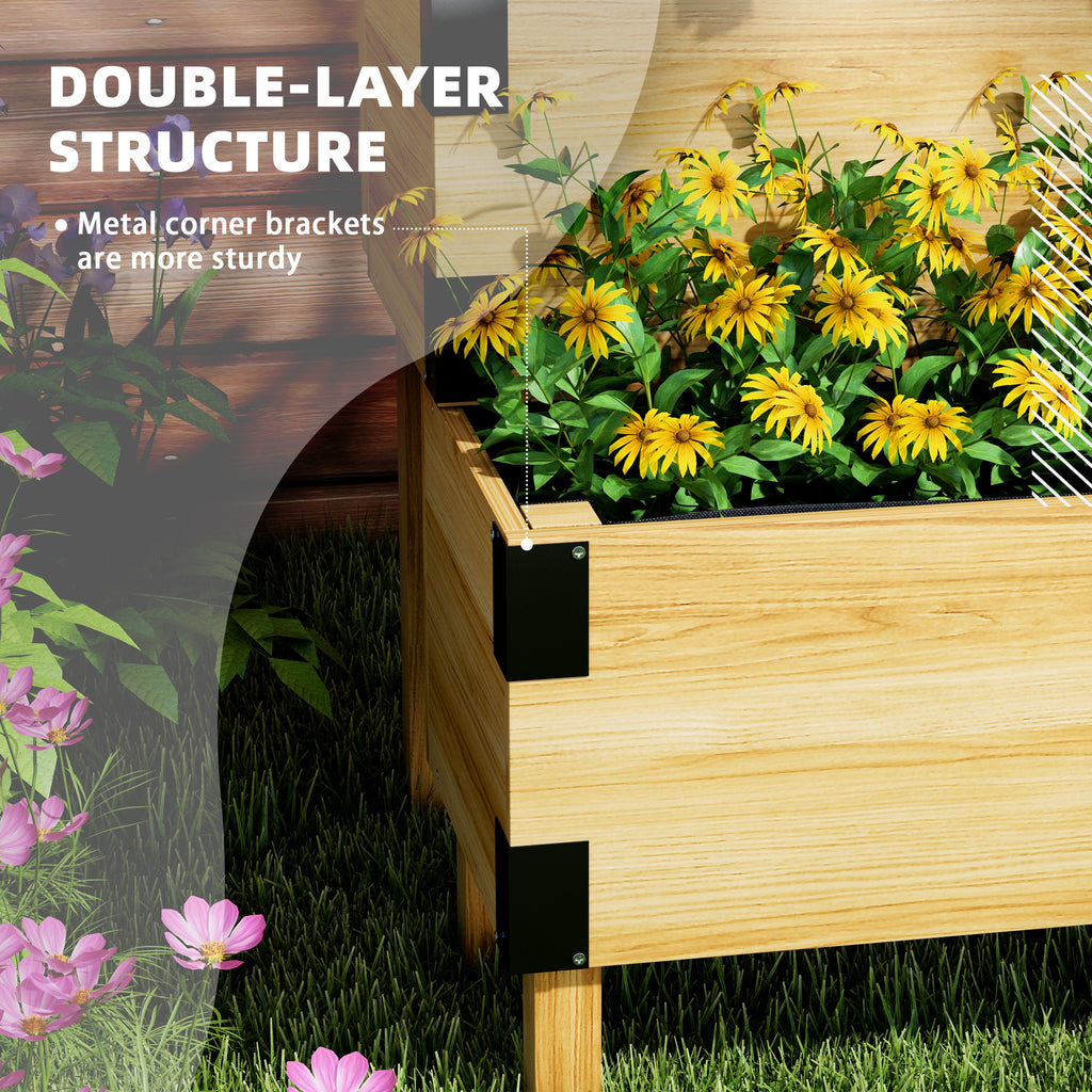 2 Tier Trellis Planter, Wooden Raised Garden Bed, Natural