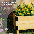 2 Tier Trellis Planter, Wooden Raised Garden Bed, Natural