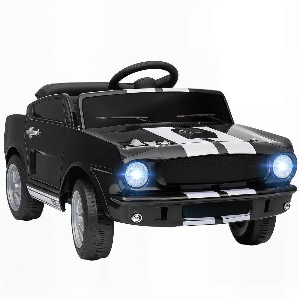 Licensed Shelby GT 350 Kids Ride On Car with Remote Control, Adjustable Speed, MP3, Smooth Start, LED Lights, Black