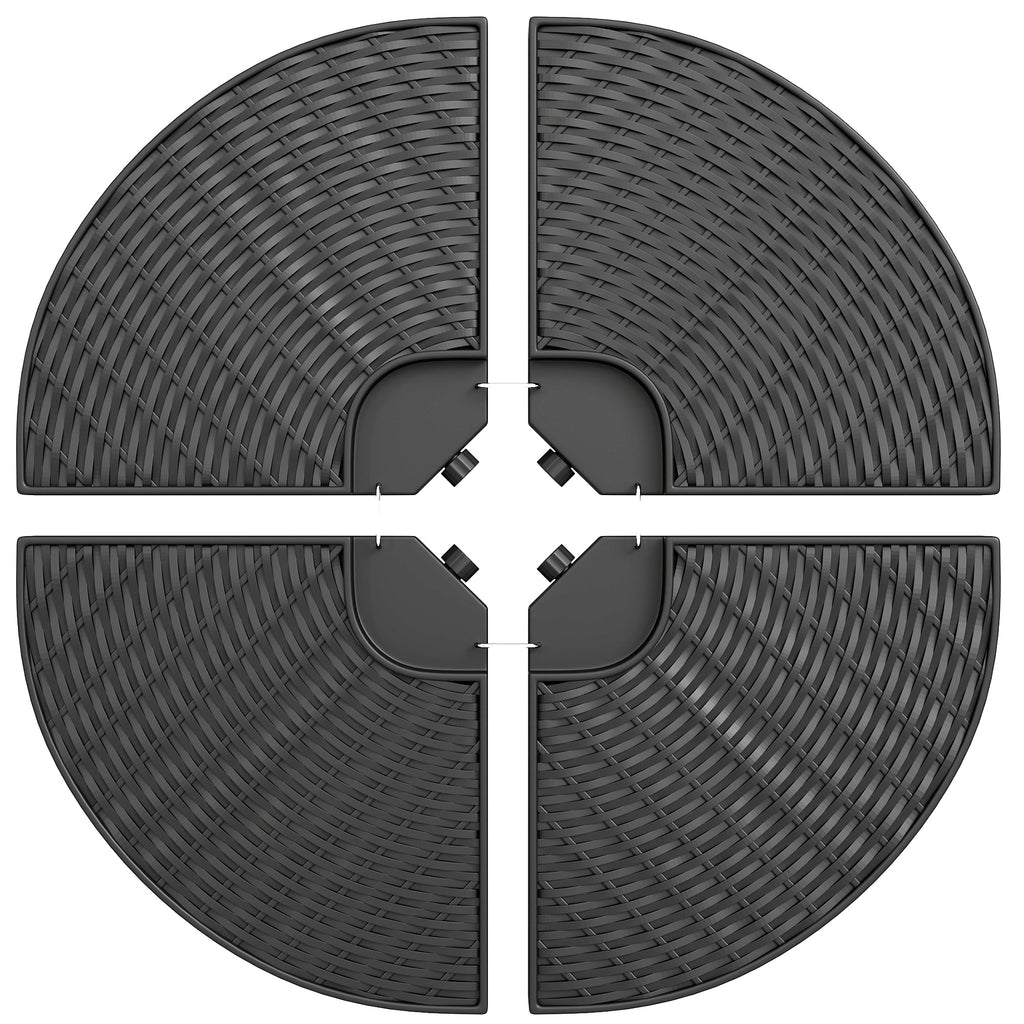 HDPE Material Patio Umbrella Base Weights Sand Filled up to 150 Lb. for Any Offset Umbrella Base | 4-Piece, Water or Sand Filled, All-Weather, Black (Round)