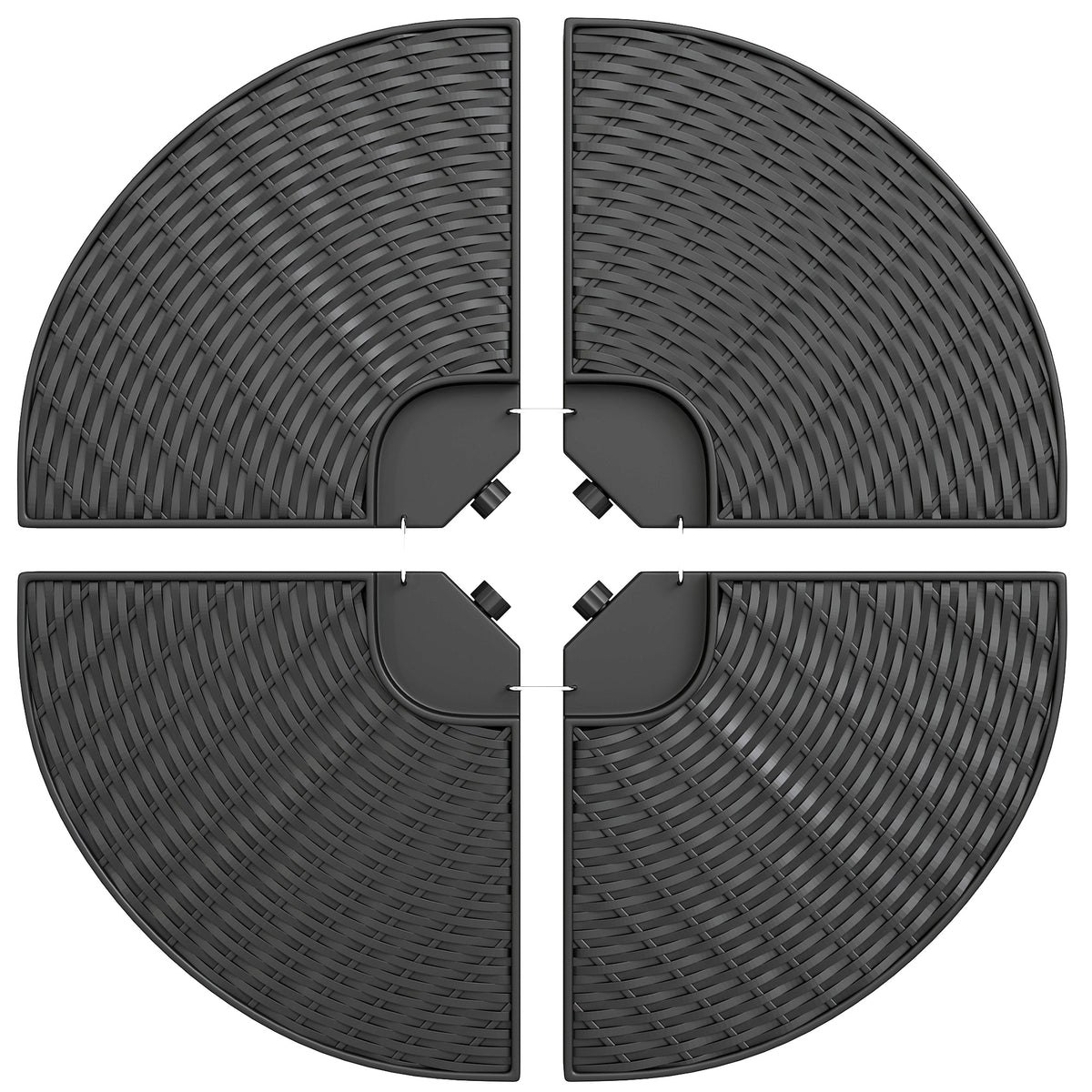 HDPE Material Patio Umbrella Base Weights Sand Filled up to 150 Lb. for Any Offset Umbrella Base | 4-Piece, Water or Sand Filled, All-Weather, Black (Round)