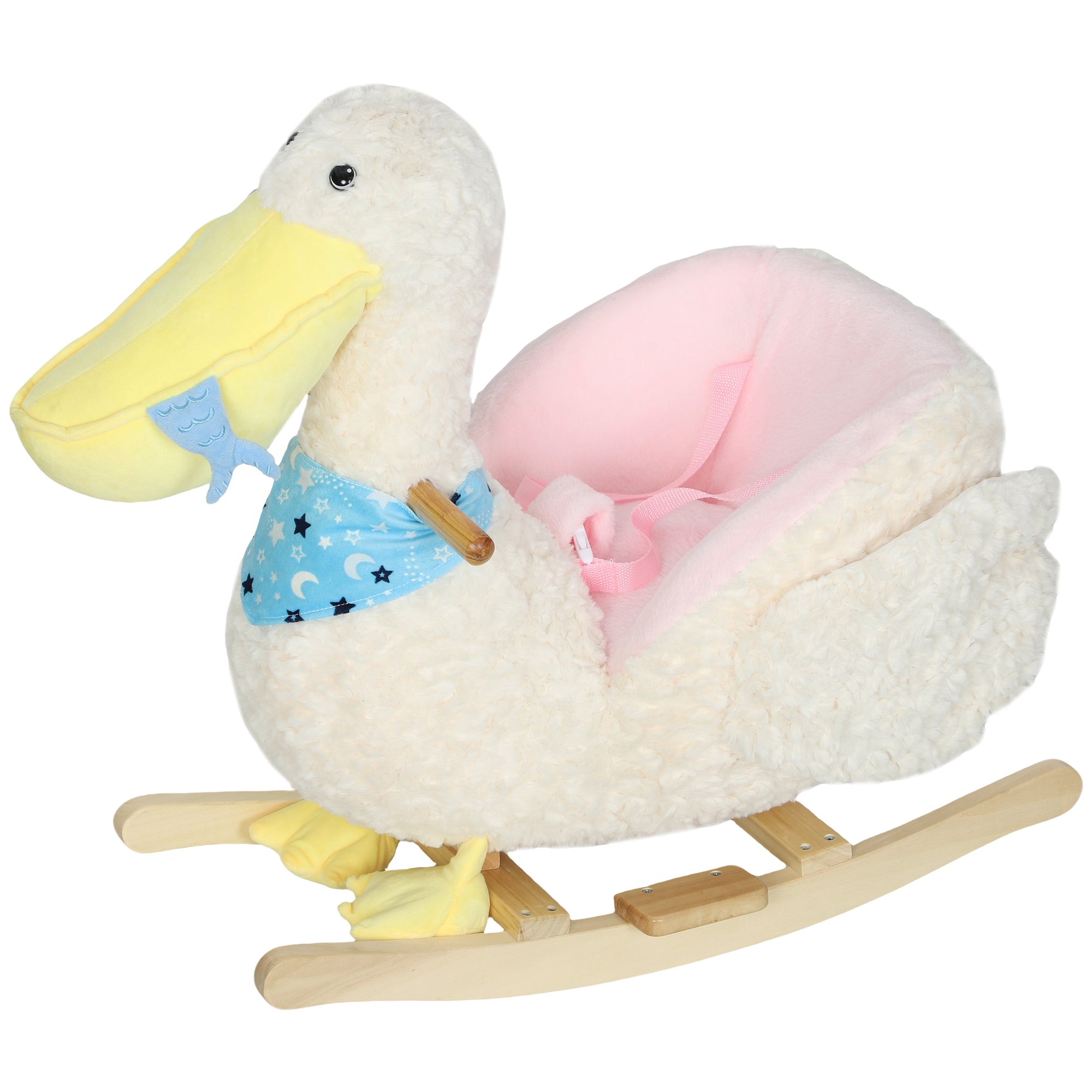 Baby Rocking Horse, Kids Ride on Pelican Rocking Horse for Toddlers 18–36 Months with Realistic Duck Sound, White