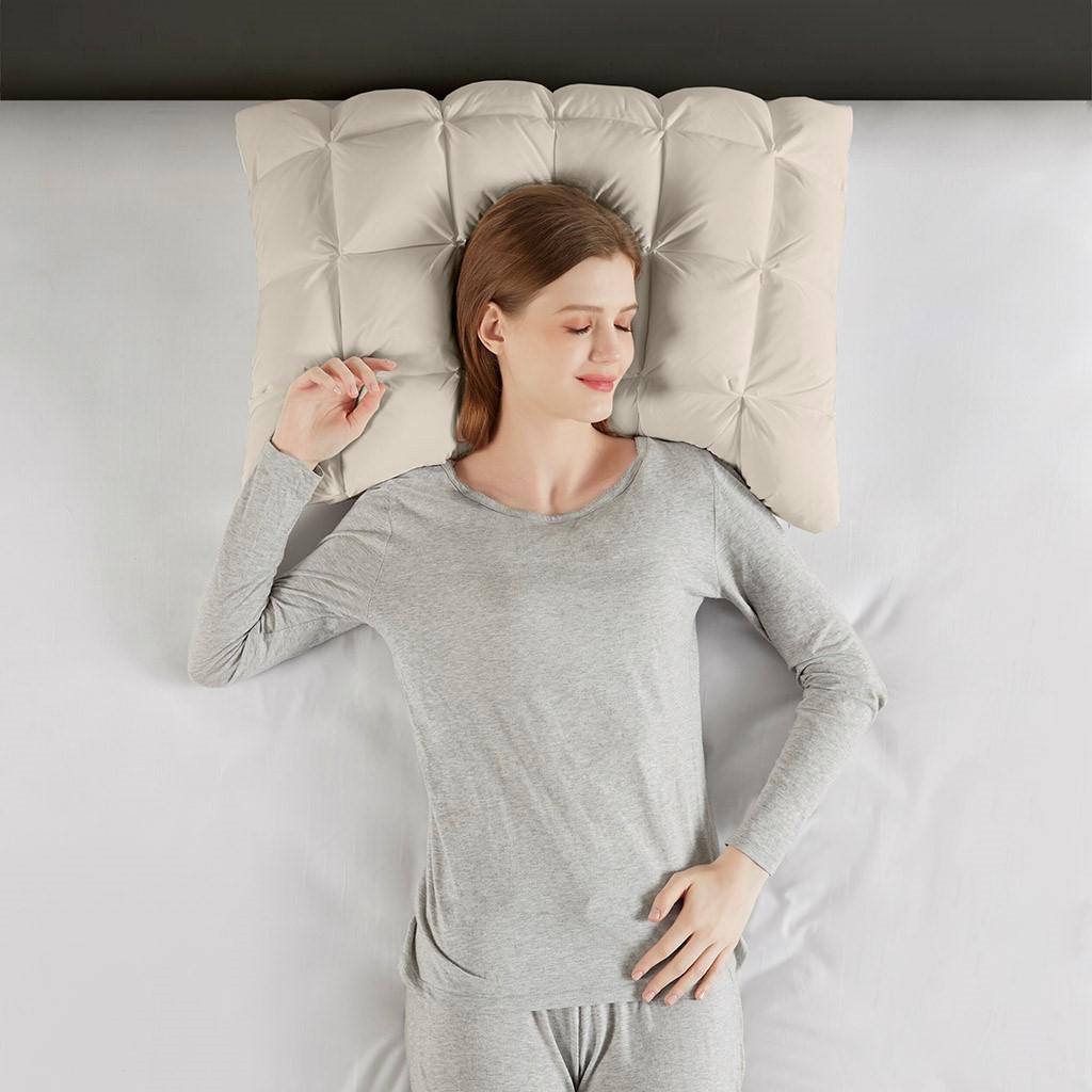 Luxuriously Soft Standard Overfilled Pillow Protector with 100% Polyester Microfiber, Zipper Closure, 3D Puff Stitching, 28" L x 20" W x 0.13" H, Beige