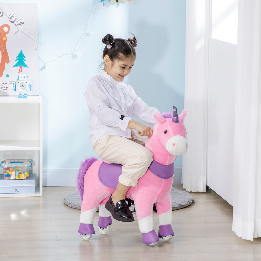 Ride On Real Walking Unicorn with Sparkly Horn, Soft Plush Ride On Rocking Horse Bearing 176lbs, Imaginative Interactive Toy for Kids, Unicorn Gifts
