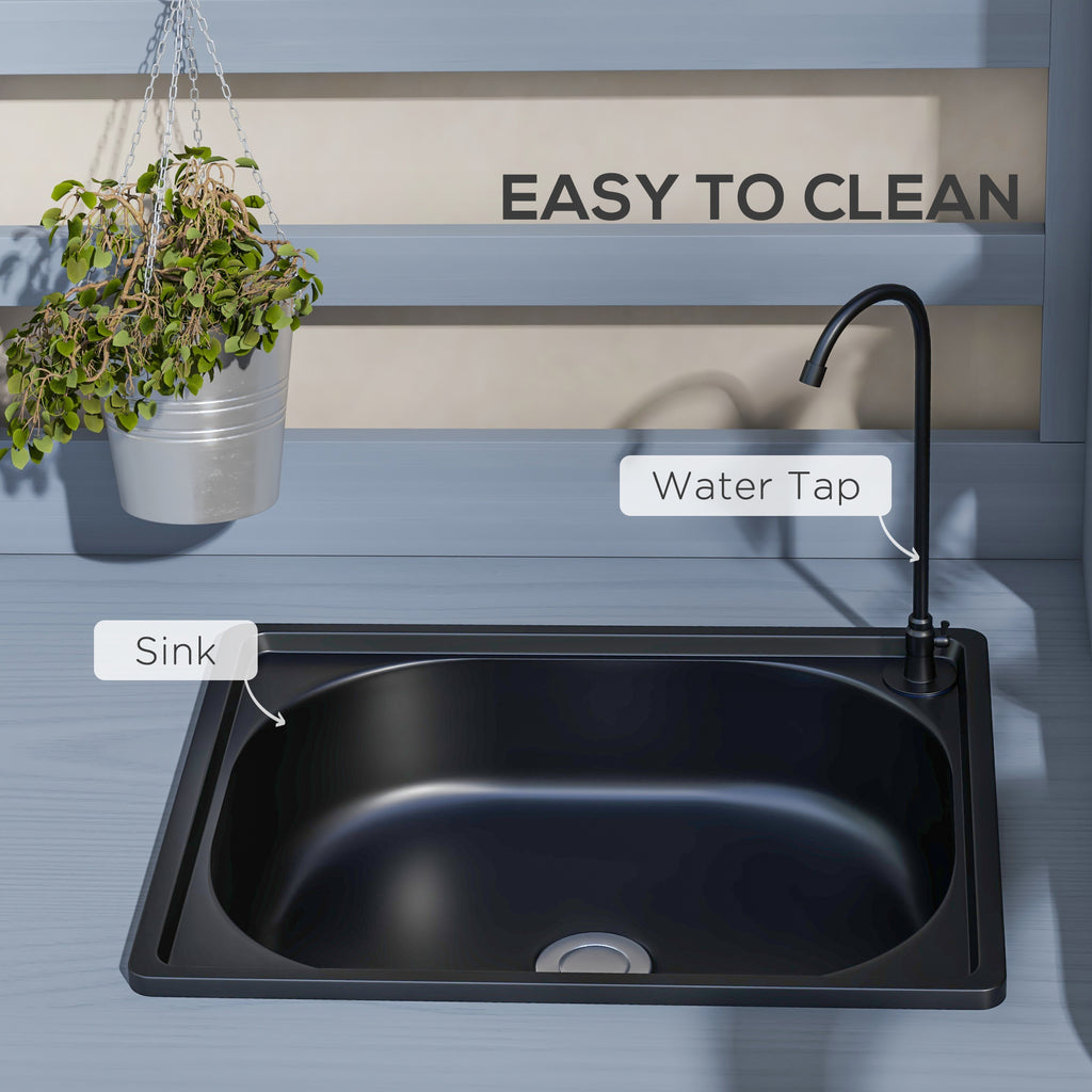 Wooden Potting Bench with Storage, Sink, Water Tap for Backyard, Patio, Balcony, Gray