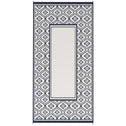 Reversible Outdoor Rug, Waterproof Plastic Straw with Carry Bag, 9' x 18', Blue & White Gourd Border