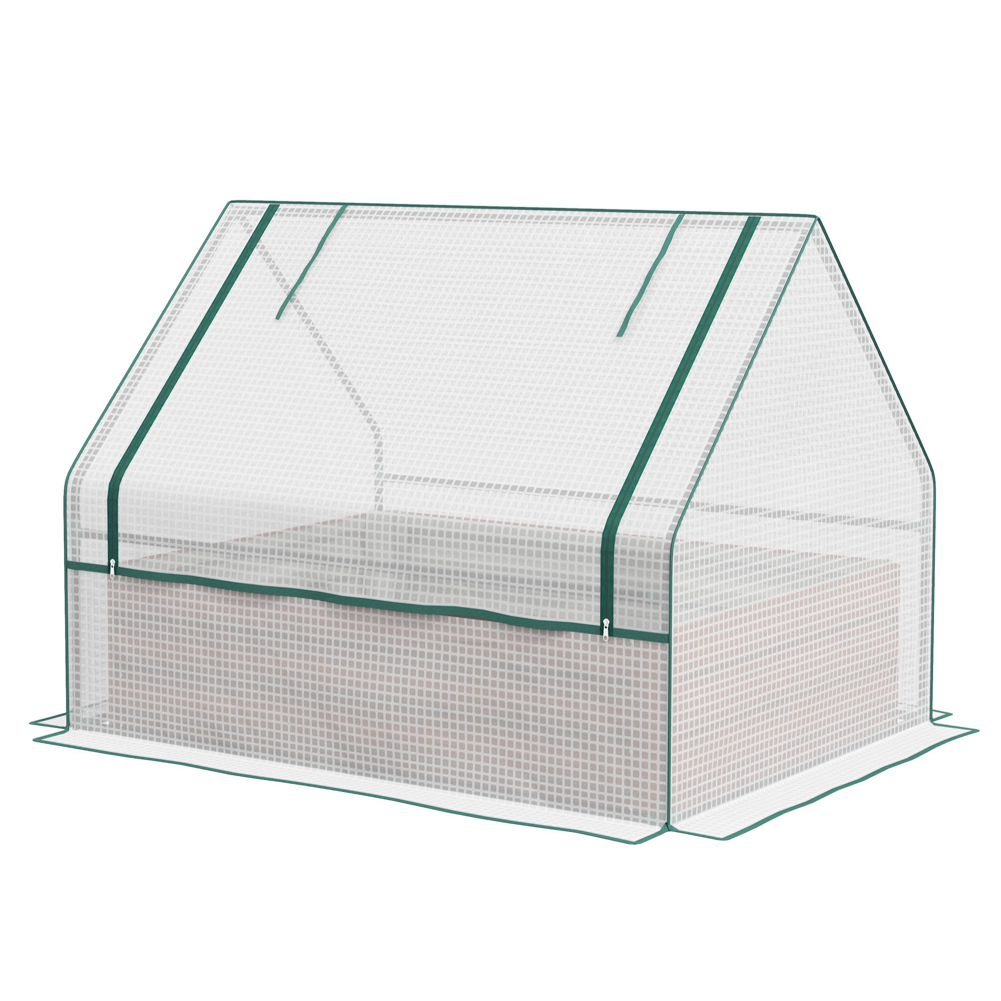 Raised Garden Bed, Outdoor Metal Planter Box with Mini Greenhouse, White and Brown