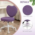 Heart Love Shaped Back Design Office Chair with Adjustable Height, Purple