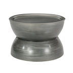 Modern Stunning Hourglass Coffee Table with Iron Frame, No Assembly Required, 24.5" L x 24.5" W x 15.25" H, Antique Silver