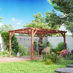 11' x 12.5' Outdoor Wood Pergola with Grape Trellis for Patio, Deck, Backyard, Lawn