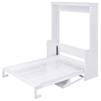Space-Saving Design Queen Size Murphy Bed with Shelf, Solid Wood and MDF, 86" L x 69.5" W x 87" H, White