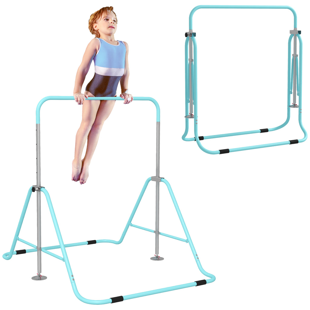 Folding Gymnastics Bar for Kids, Adjustable Height, Green