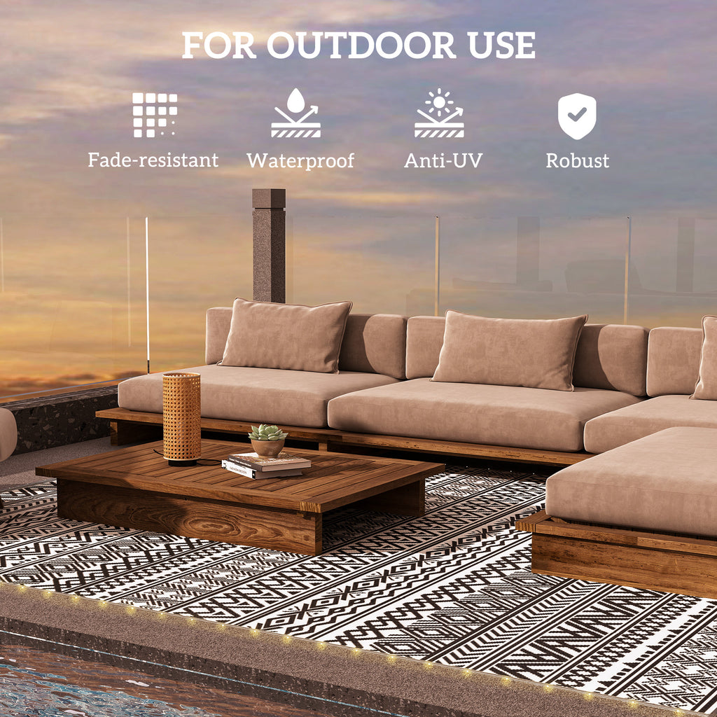 Outdoor Rug Carpet with USB Lights Reversible Patio Rug with Carry Bag for Camping 10' x 8'