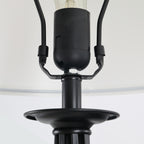 3 Piece Table Floor Lamp Set with Metal Pole, Round Base, and Fabric Lampshade, for Living Room, Black/White