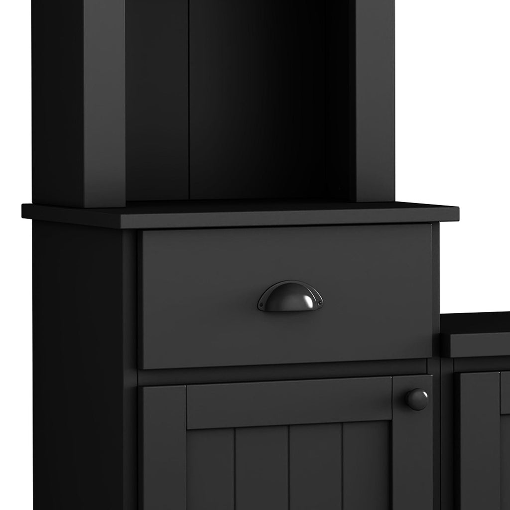 Minimalist Storage TV Stand for TVs Up to 75" with Adjustable Shelves, Entertainment Wall Unit Set for Living Room, 103" L x 15" W x 77" H, Black