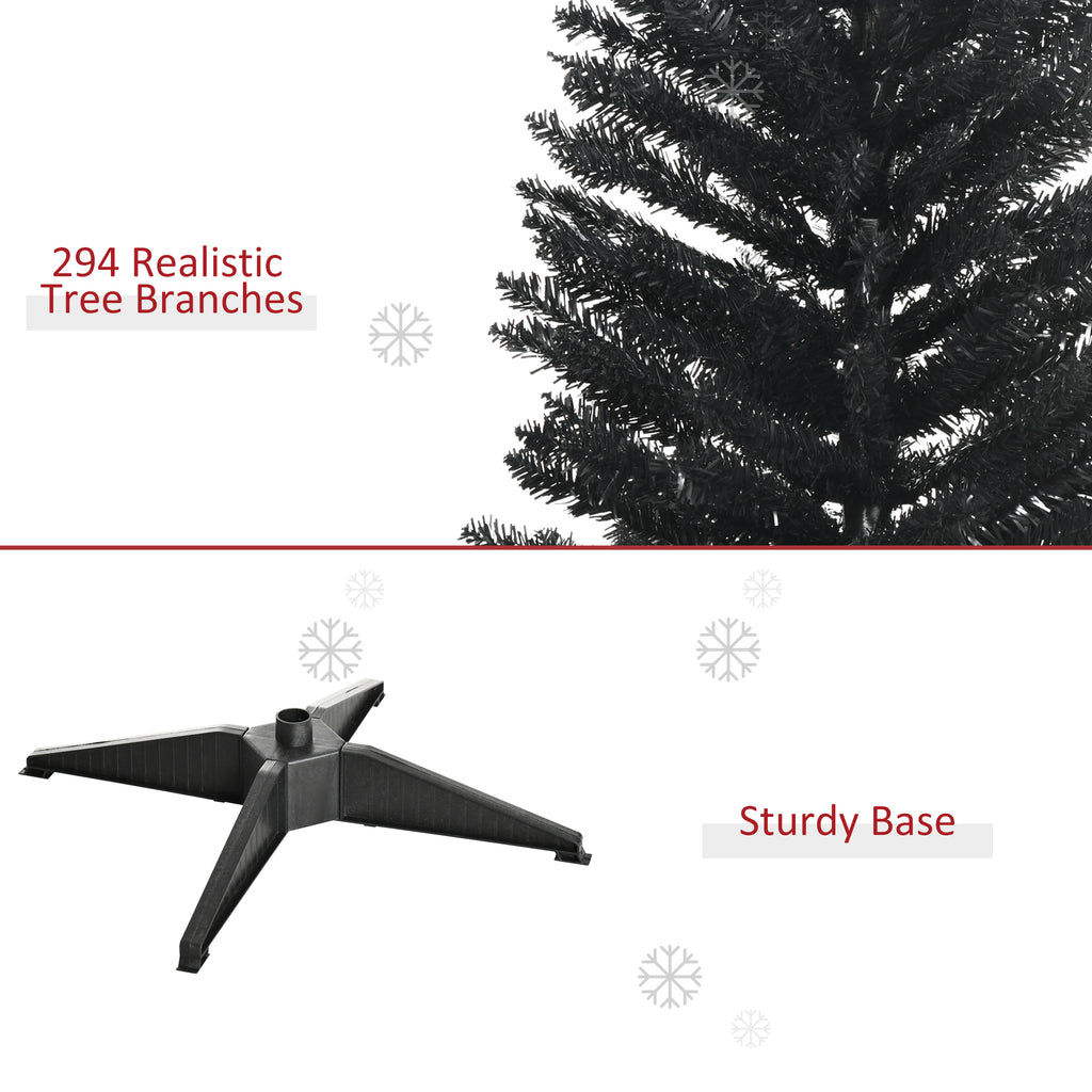 5' Artificial Pencil Christmas Tree, Slim Xmas Tree with 294 Realistic Branch Tips and Plastic Stand, Black