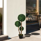35.5" Artificial Plant for Home Decor Indoor & Outdoor Fake Plants Artificial Tree in Pot, Ball Boxwood Topiary Tree for Home Office, Living Room Decor, Set of 2, Green