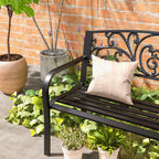 50" Blossoming Pattern Garden Decorative Patio Park Bench with Beautiful Floral Design & Relaxing Comfortable Build