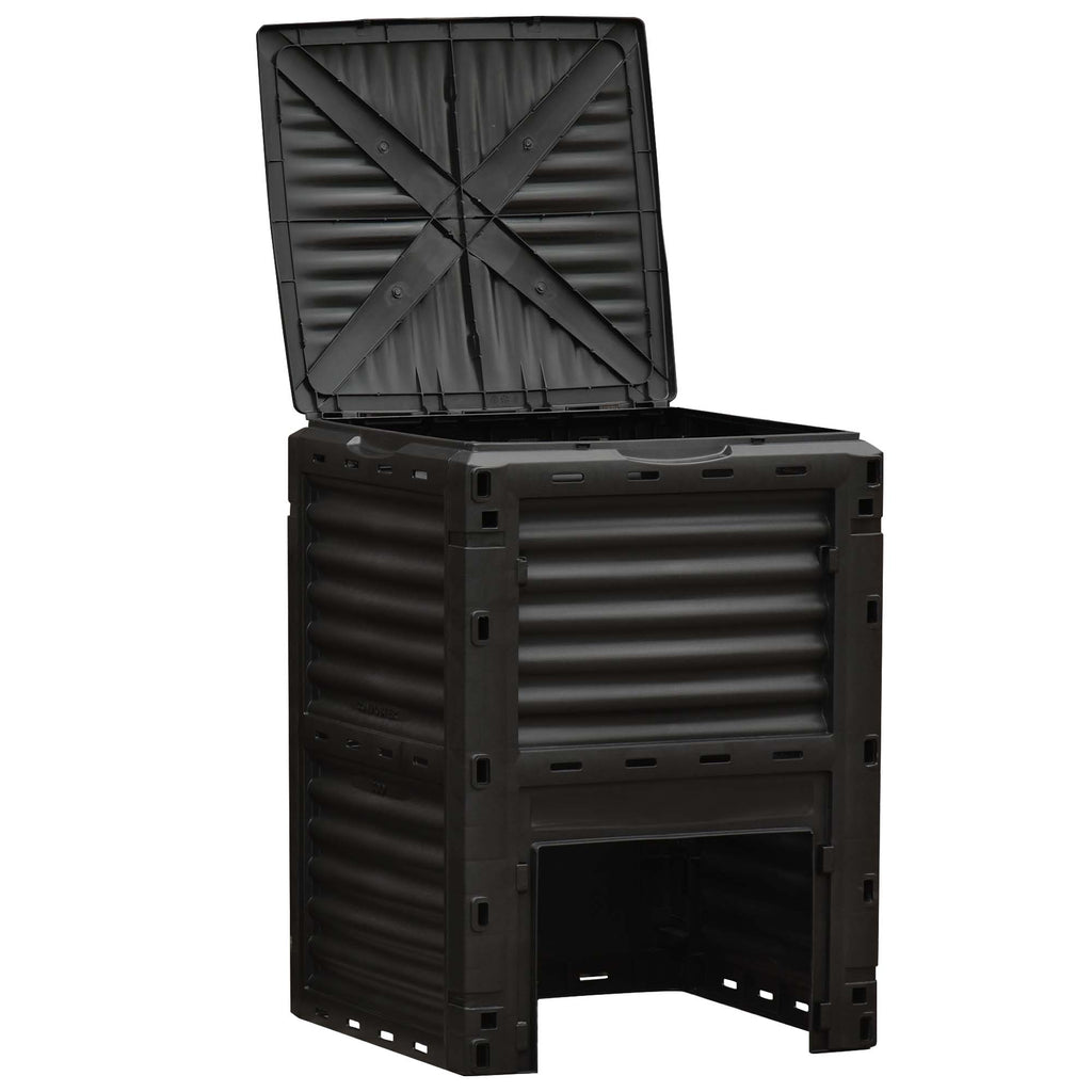 Garden Compost Bin 80 Gallon Outdoor Large Capacity Composter Fast Create Fertile Soil Aerating Box, Yellow