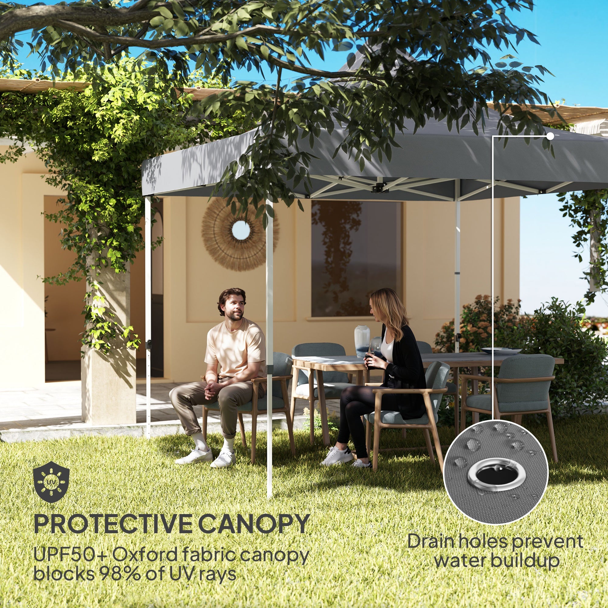 10' x 10' Heavy Duty Pop Up Canopy Tent with Sidewall, UPF50+ Instant Sun Shelter with Storage Pockets, Gray