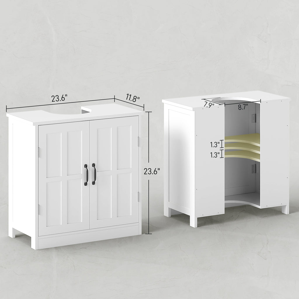 Bathroom Sink Cabinet, Pedestal Sink Cabinet with Adjustable Shelf, White