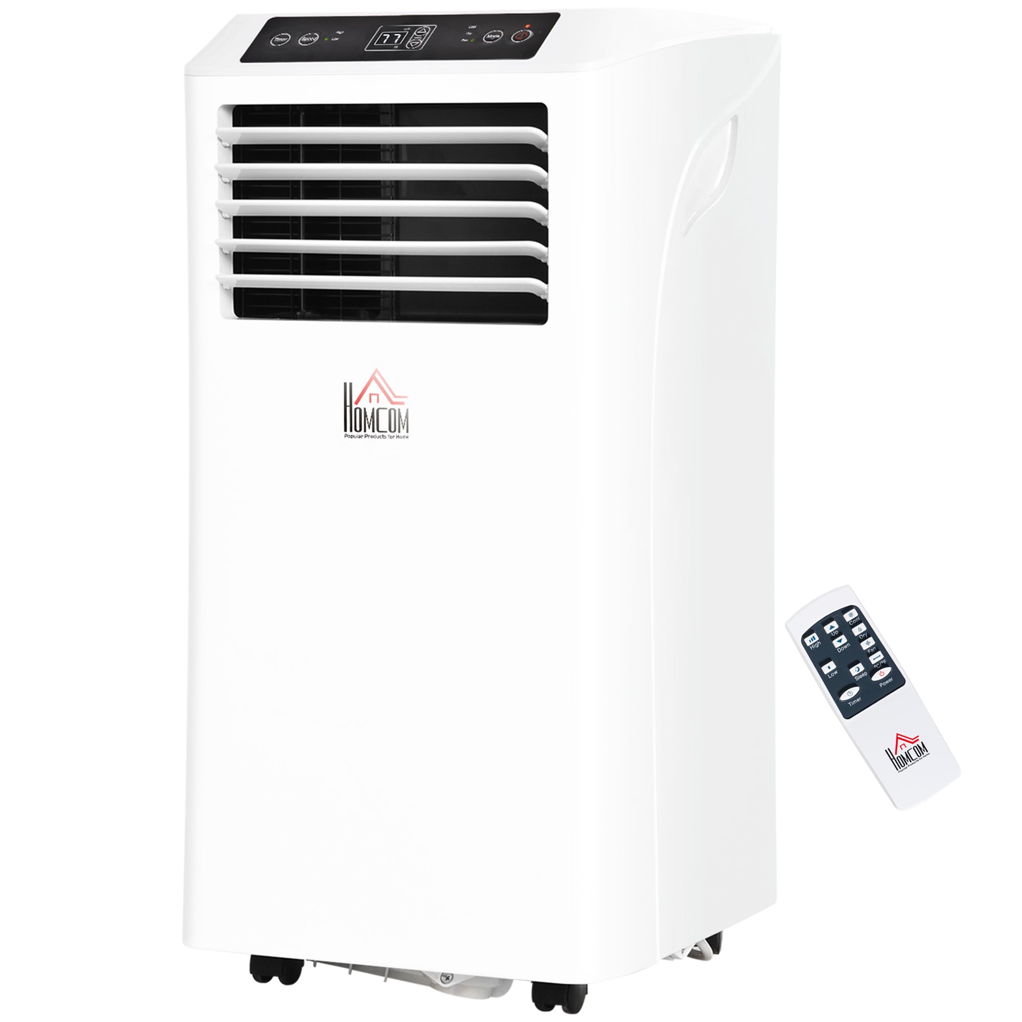 8000BTU Mobile Portable Air Conditioner with Cooling, Dehumidifier, and Ventilating with Remote Control, 2 Speed Fans, 24-Hour Timer for Bedroom, Living Room, Home Office, White