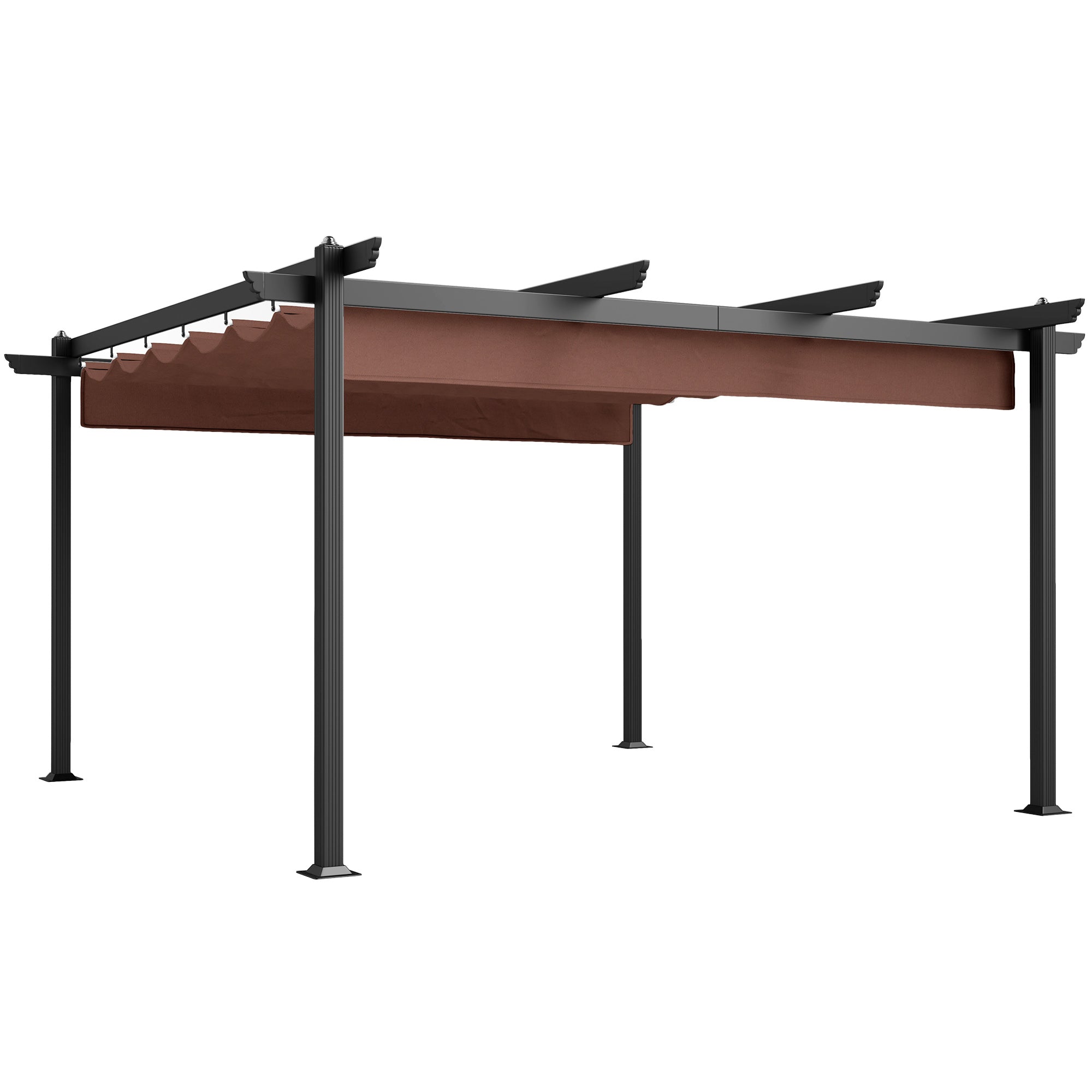 13' x 13' Aluminum Retractable Pergola Canopy, Outdoor Pergola for Garden, Patio, Backyard, Deck, Brown