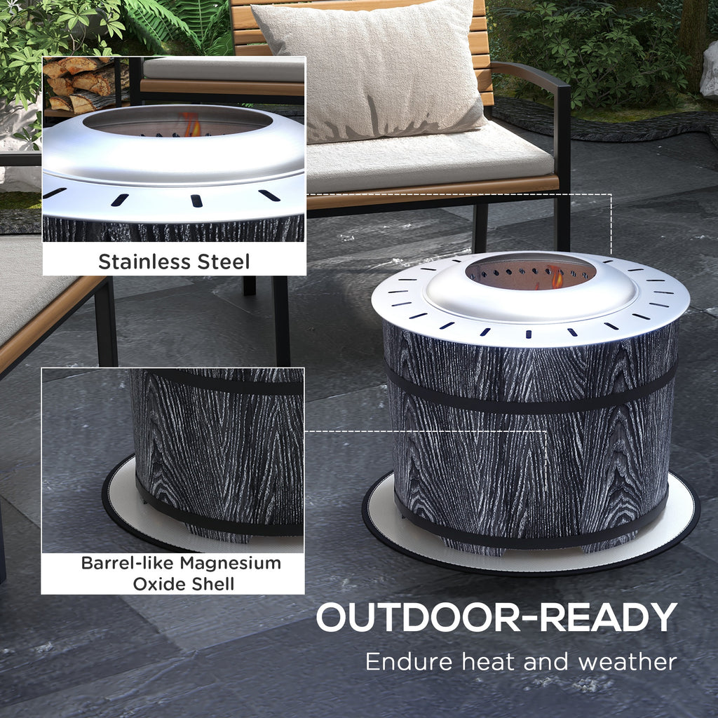 Smokeless Fire Pit, Portable Camping Bonfire Stove with Mat for Backyard, Patio, Picnic, Magnesium Oxide, Black