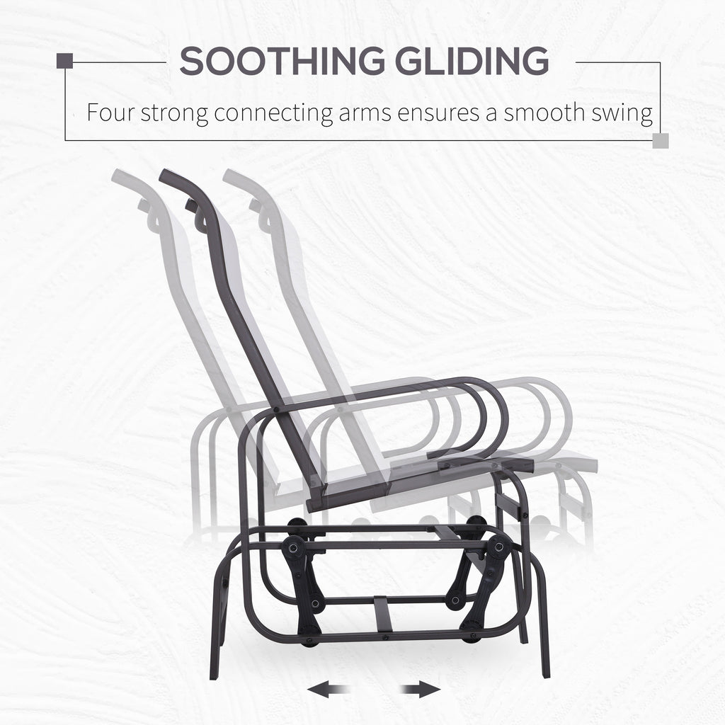 Gliding Lounger Chair, Single Rocker with Lightweight Metal & Mesh Construction, White