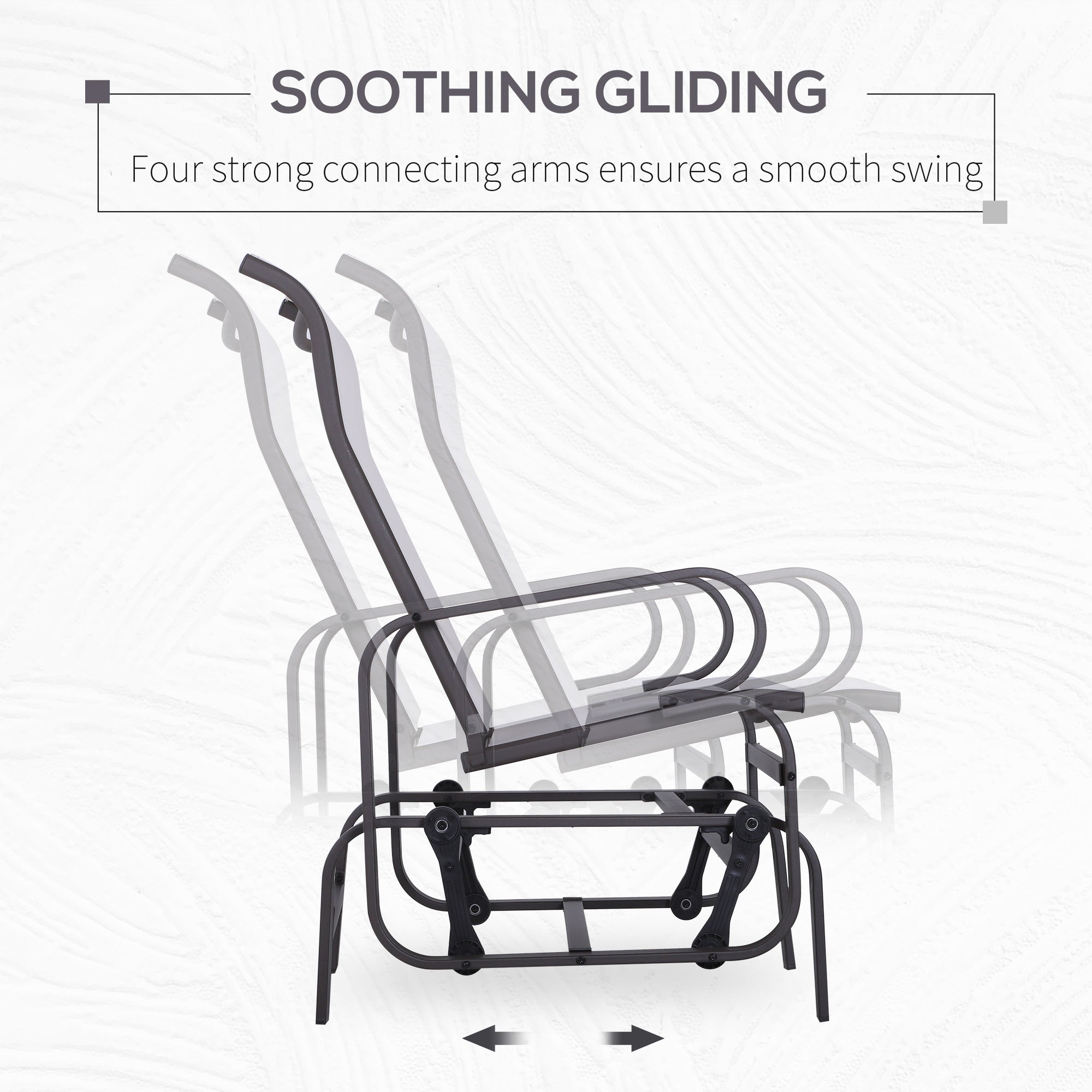 Gliding Lounger Chair, Single Rocker with Lightweight Metal & Mesh Construction, White