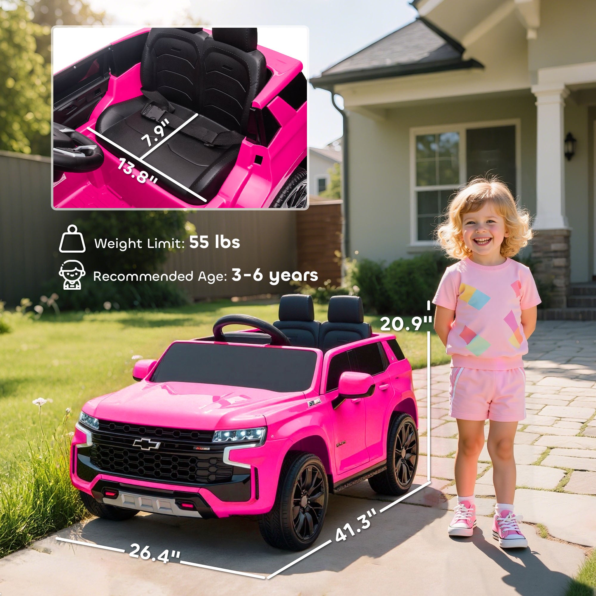 Electric Ride on Car 12V Kids Ride-on Toy, Pink