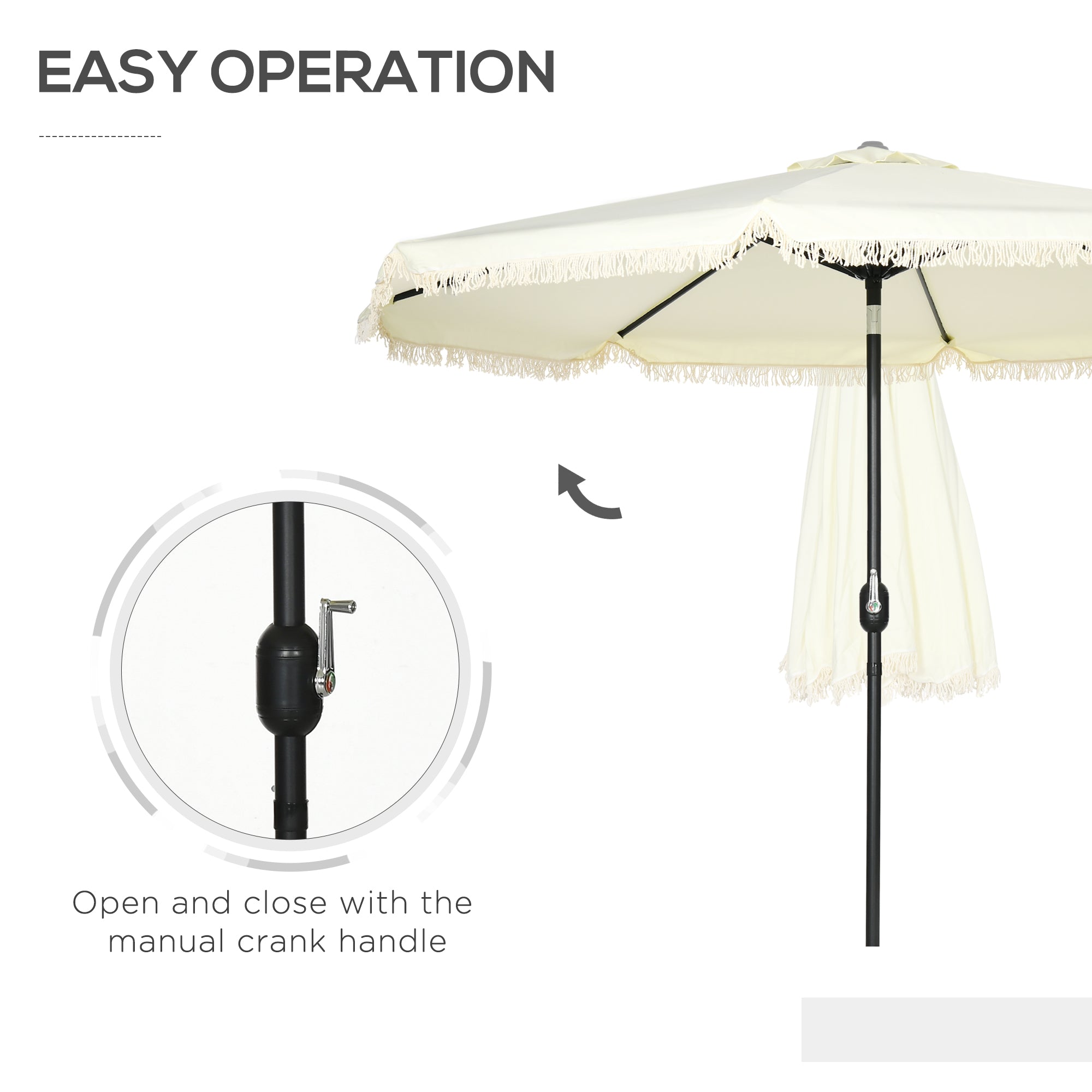 9 ft Cantilever Umbrella with Push Button Tilt and Crank Tassles and 8 Ribs Shade Umbrellas for Garden