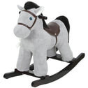 Kids Rocking Horse, Plush Toddler Ride on Toy with Realistic Neigh and Toy for 2–5 Years Old, Gray