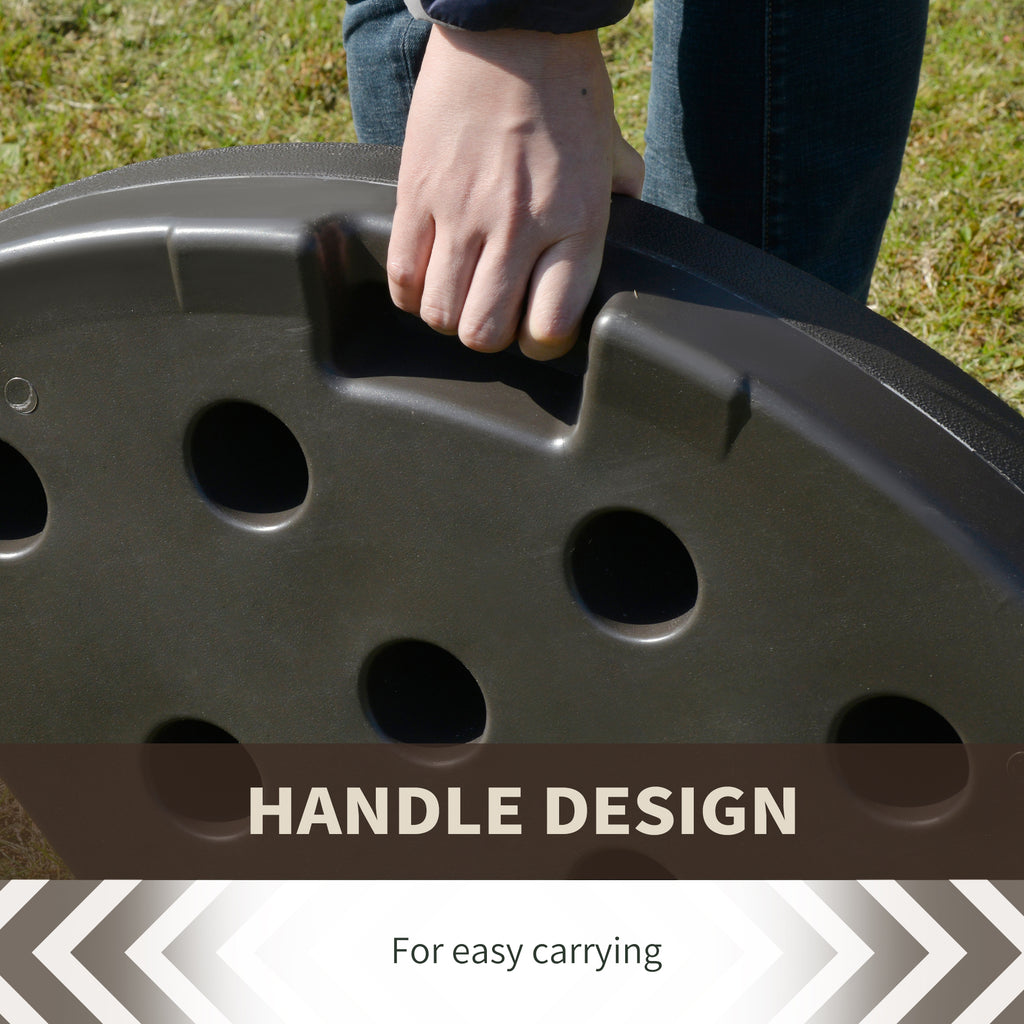4 Pieces Cantilever Patio Umbrella Base, Fan Shaped Umbrella Weight w/ Built-In Handles & Rugged Material, 148 lbs Water and 220 lbs Water and Sand, Coffee