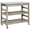Kitchen Cart, Rolling Kitchen Island Utility Trolley with Stainless Steel Top