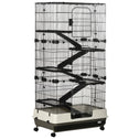6-tier Platform Rolling Small Animal Rabbit Cage with a Large Living Space, Black