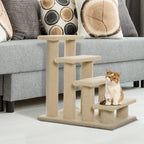 25" 4-Step Multi-Level Carpeted Cat Scratching Post Pet Stairs, Cream White