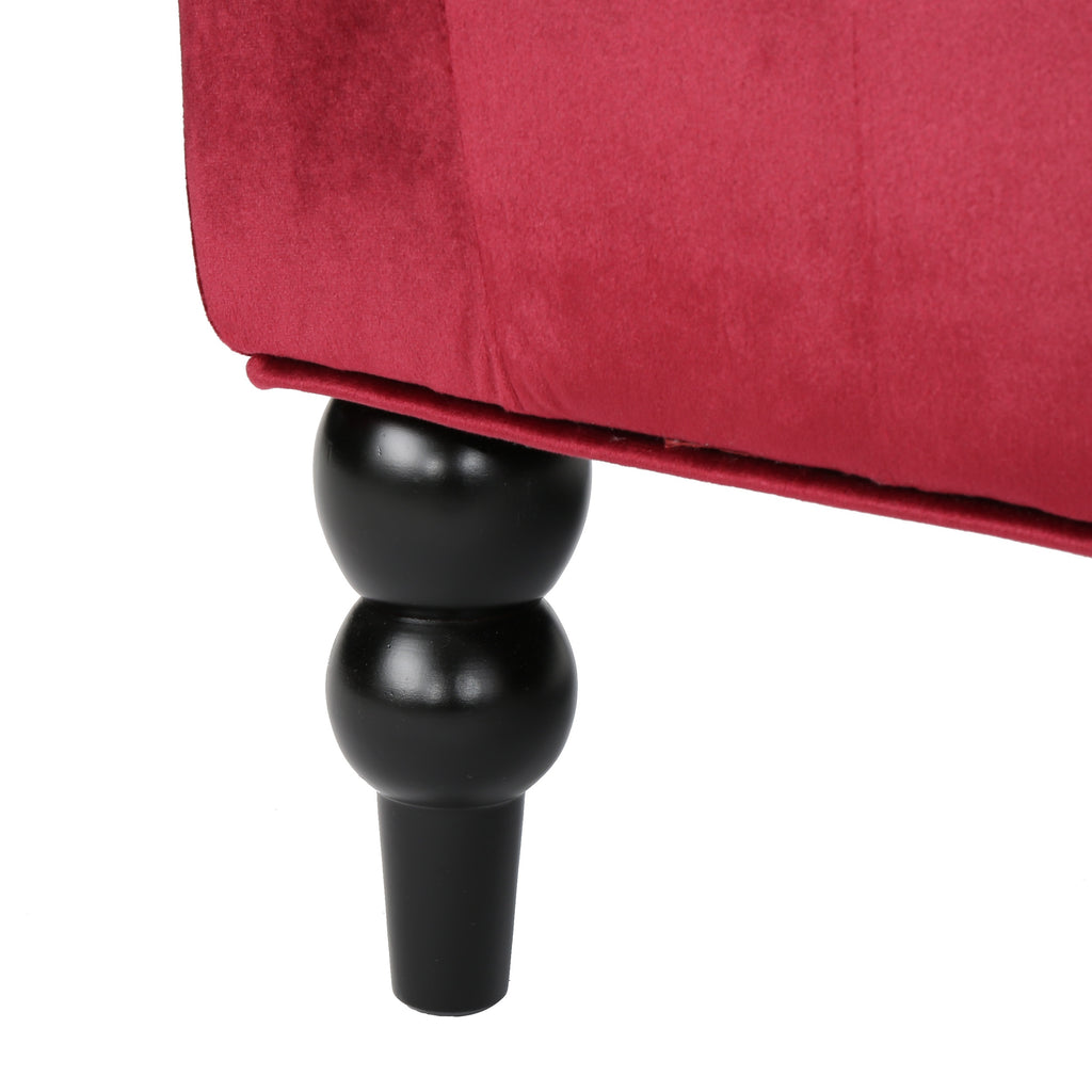 Modern Glam Loveseat Sofa with Velvet Upholstery, Wingback Design, Button-Tufted Diamond Stitch,50.50" W x 34.00" D x 38.50" H, Wine Red