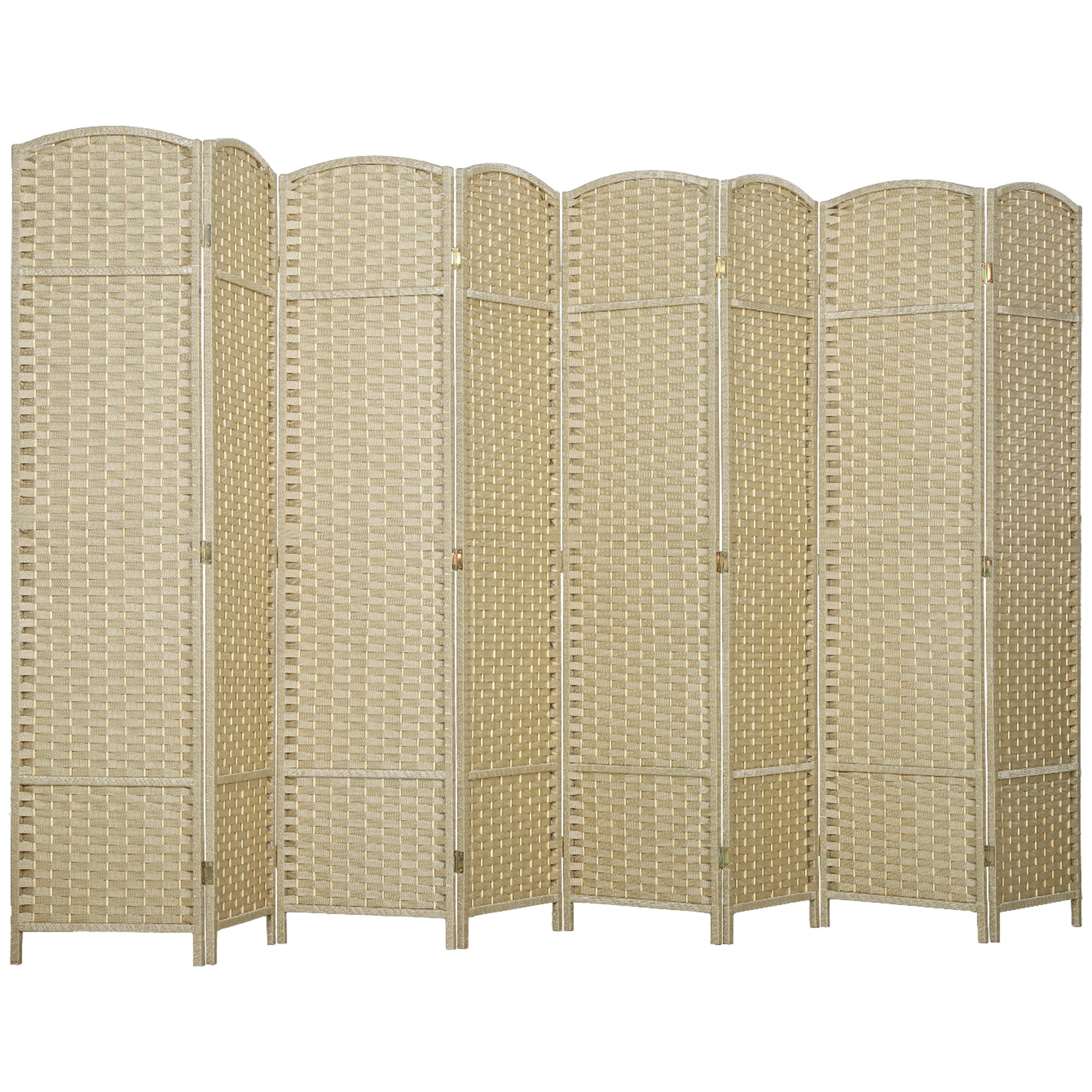 Folding Room Divider Screen 8 Panel 5.6 ' Tall Privacy Screen Freestanding Room Partition for Home Office, Beige