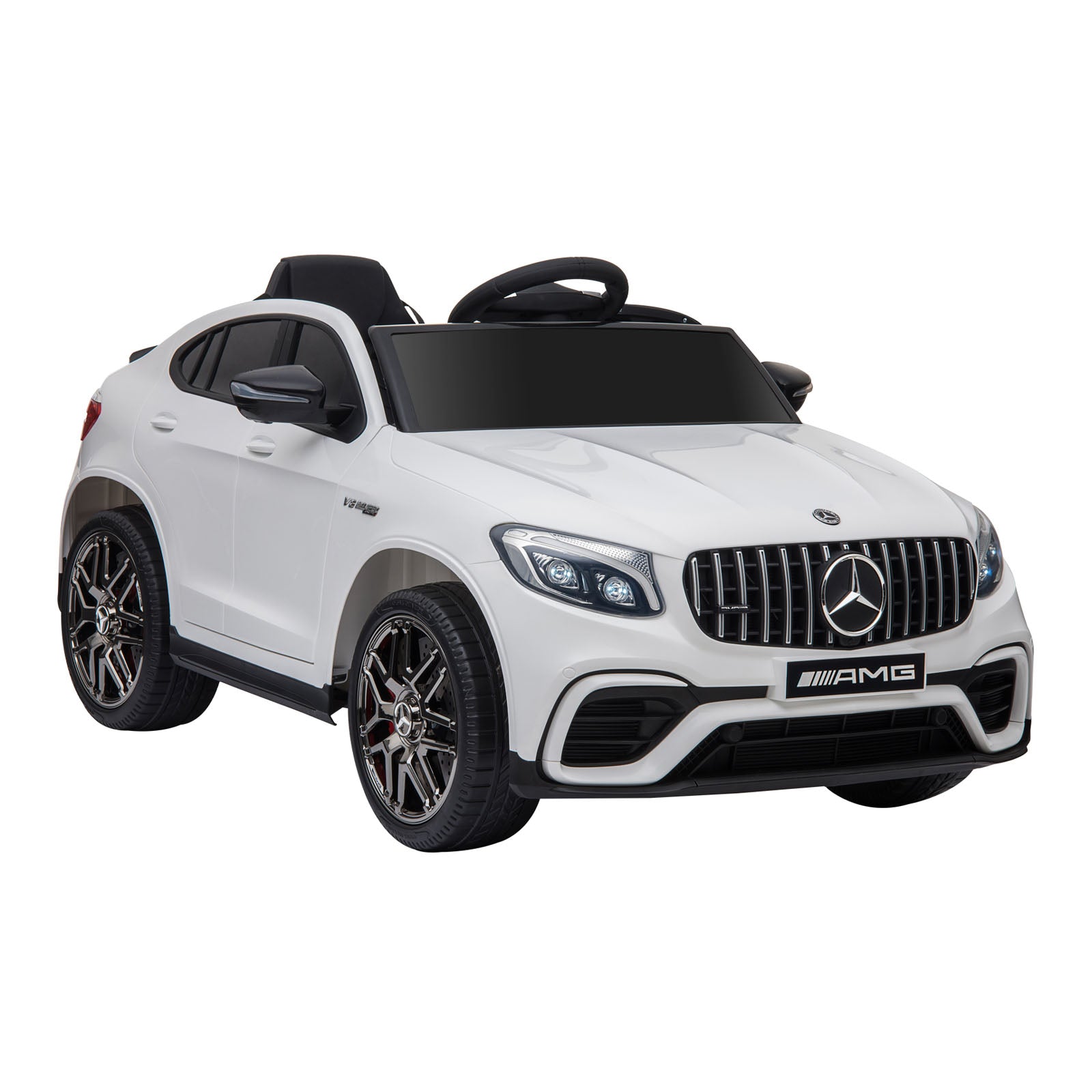 12V Toddler Ride On Car with Remote Control, AMG GLC63S Coupe, Electric Car with 2 Speed, MP3 Player, Light, Horn, Songs, Suspension, White