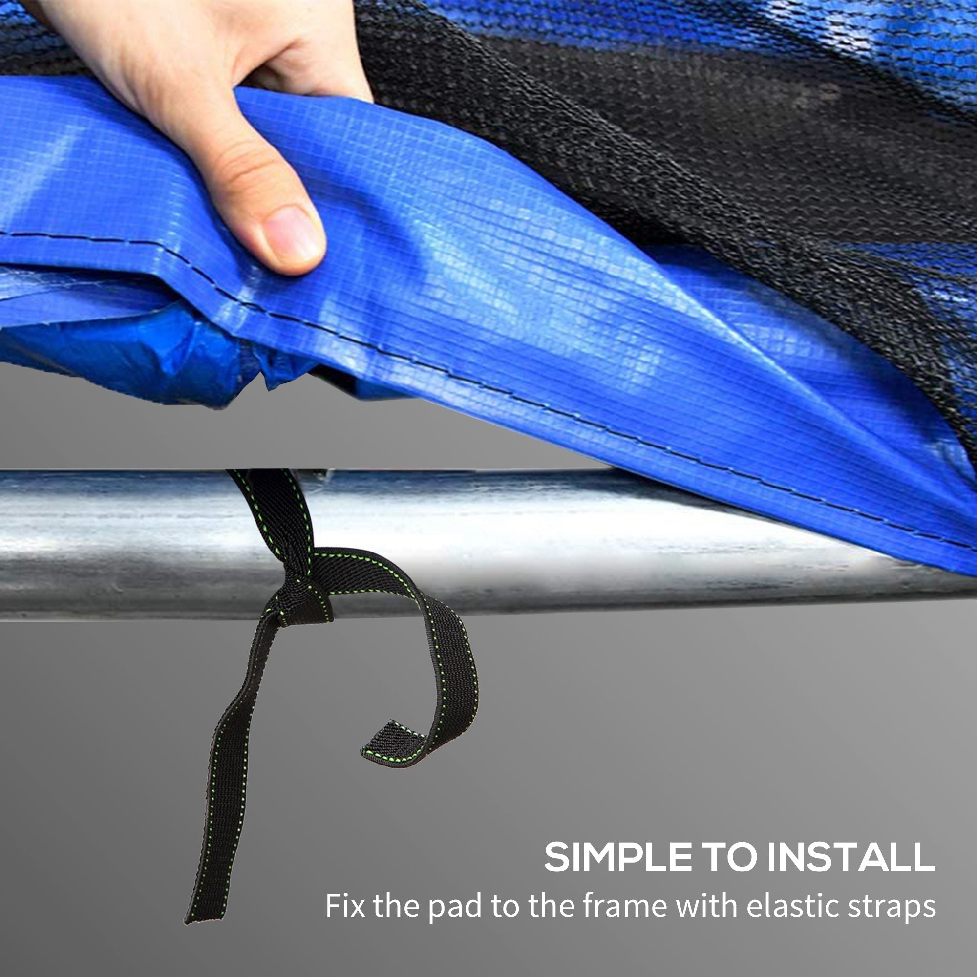 12FT Trampoline Spring Cover, Safety Trampoline Pad Replacement, Waterproof and Tear Resistant, All Weather Trampoline Accessories, No Holes for Pole, Blue