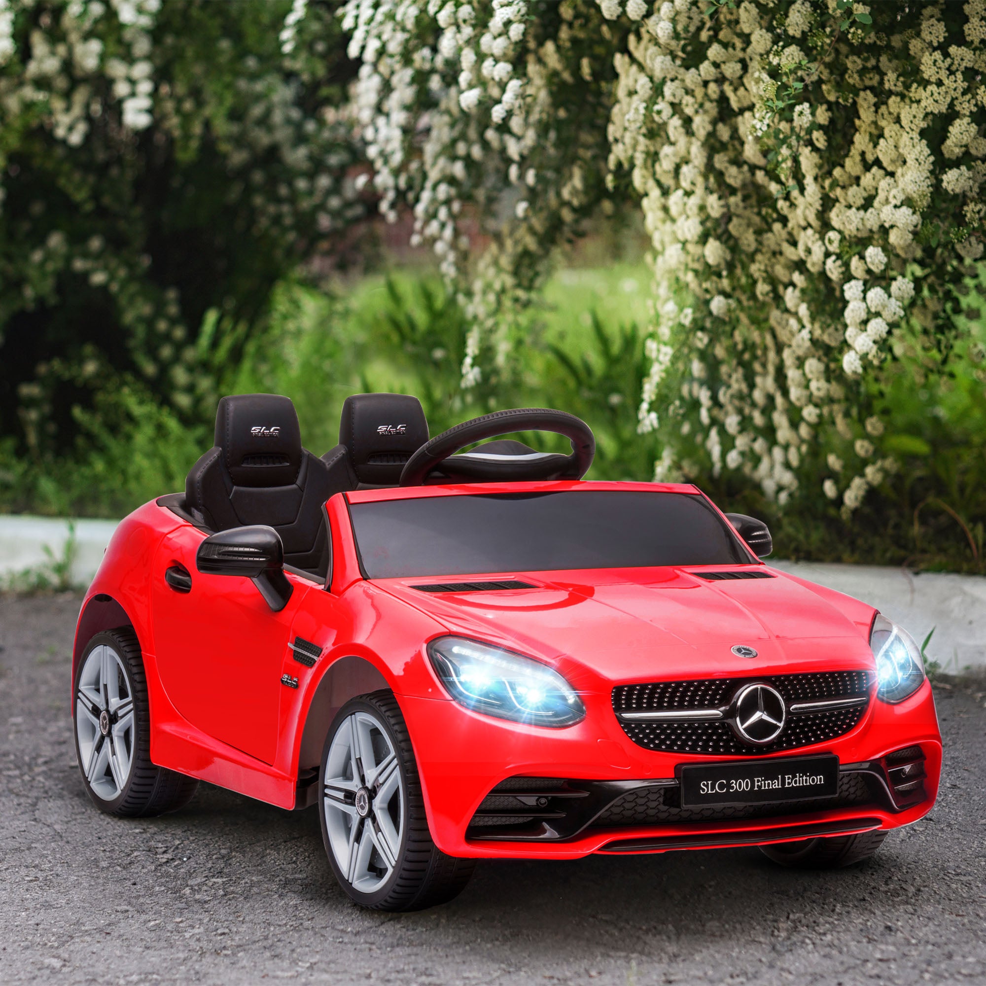 SLC 300 Licensed Kids Electric Car with Remote Control, 12V Battery Powered Kids Ride on Car with Music, Lights, Suspension for 3-6 Years Old, Red