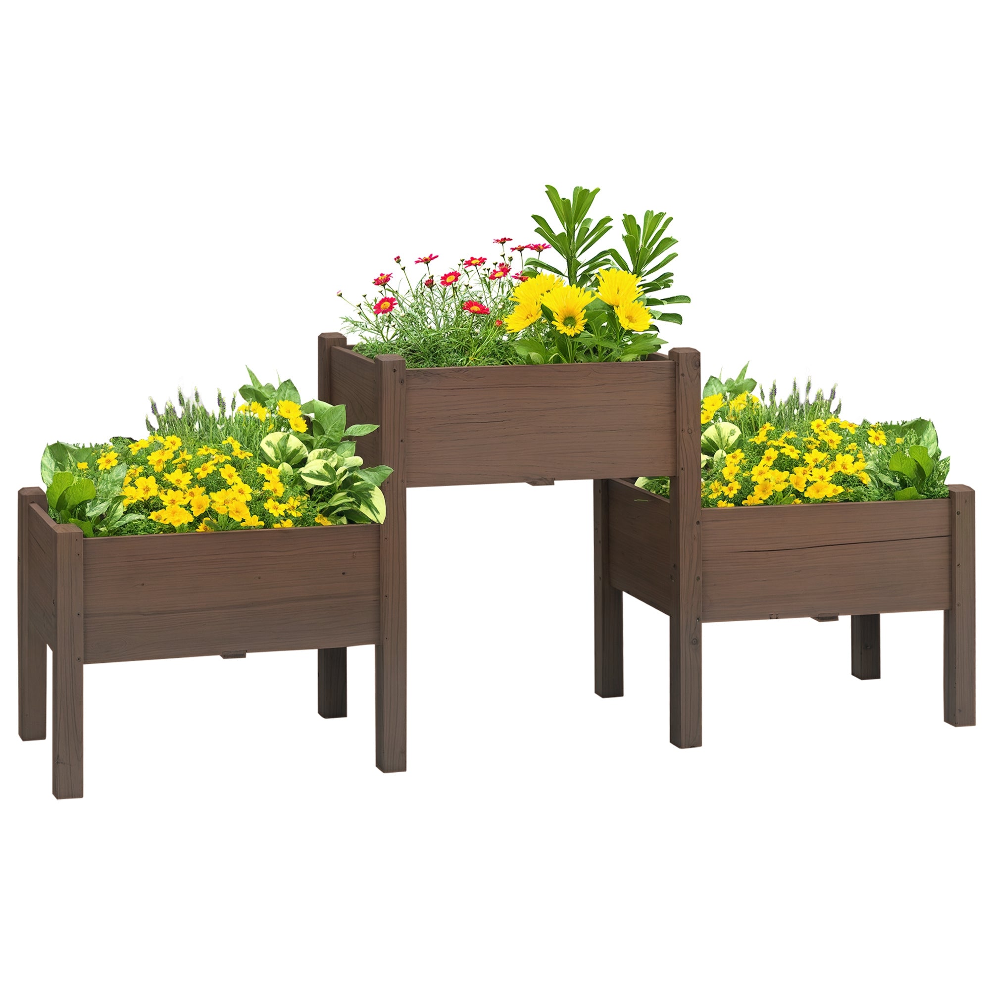 3 Tier Raised Garden Bed Freestanding Planter Box for Vegetables, Herb, Flowers