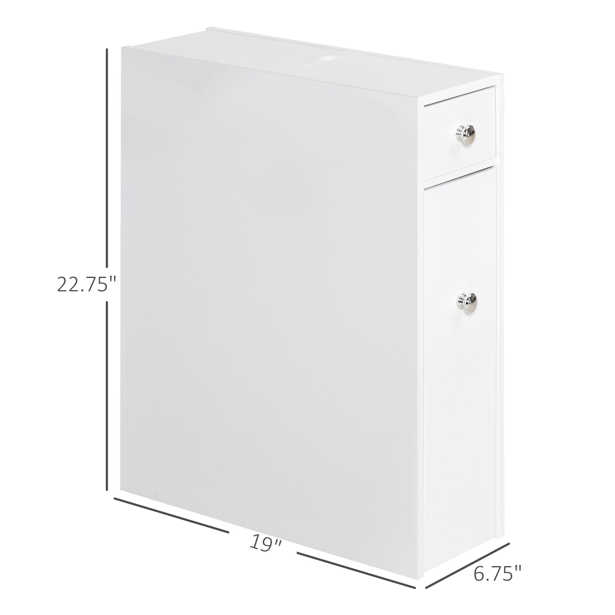 Bathroom Floor Organizer Free Standing Space Saving Narrow Storage Cabinet Bath Toilet Paper Holder with Drawers White