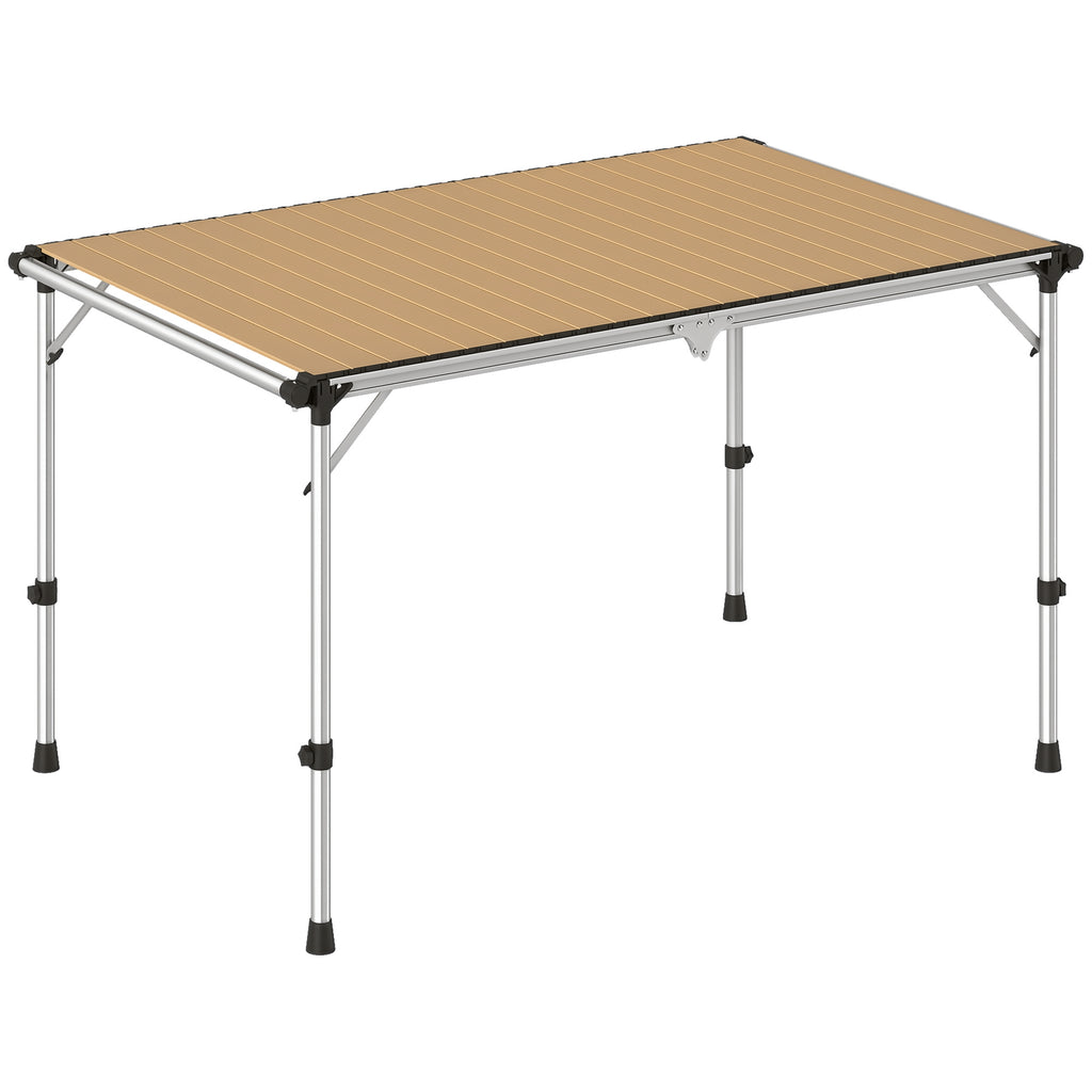Folding Camping Table, Adjustable Height Aluminum Table, Portable Camping Table for Picnic, Beach, BBQ