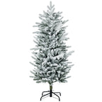 4.5' Artificial Flocked Christmas Trees, with Snow Frosted Branches, Auto Open, Steel Base